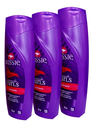 Shampoo Aussie Cabelo Cacheado E Crespo= Kit C/3= 360ml Cada