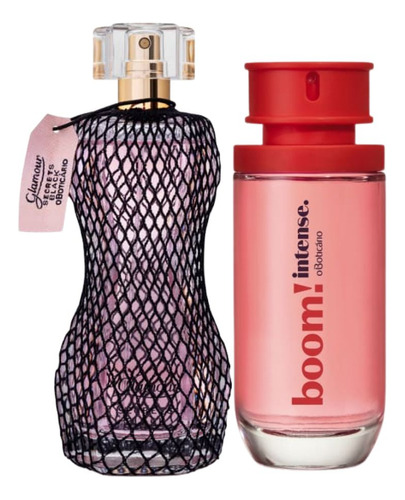 Combo Glamour Secrets Black Colônia 75ml + Intense Boom Colônia 50ml O Boticário Kit Presente Feminino