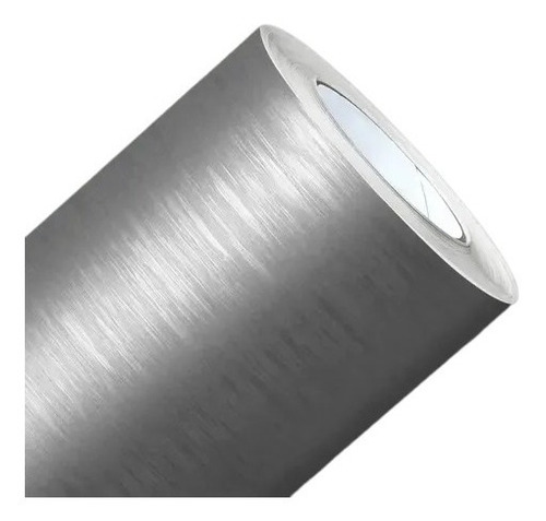 Papel Adesivo Vinil Aço Escovado Prata Impermeável 10m X60cm