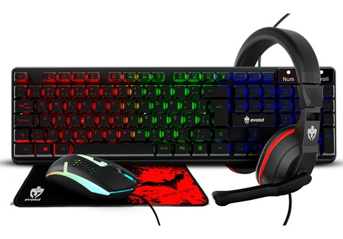 Kit Teclado Mouse Usb Mousepad Fone Gamer Rgb Pc Garantia 12