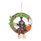 Enfeite Decorativo Halloween Guirlanda Redonda Bruxa 18cm Cor Preto