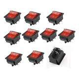 10 X Kcd4 Dpst 4pin Luz Roja De Encendido Panel