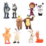 10 Peças Masha E O Urso Bonecos Pvc 6cm Miniaturas Coleção