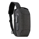 Mini Mochila Transversal Masculina De Peito Diagonal  Usb Cor Cinza