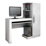 Escrivaninha Valdemóveis Mesa Para Computador Com Armário 1 Porta Mdf De 130cm X 136cm X 44cm Branco