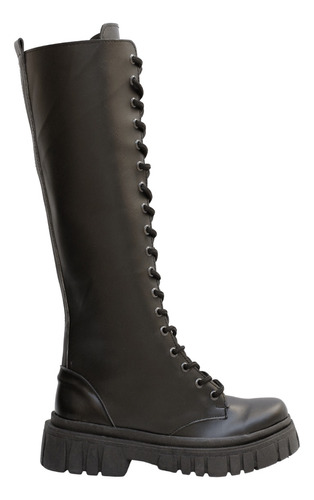 Borcegos De Mujer Botas Bucanera Larga Negro Charol Sol