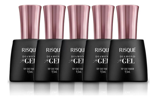 Risqué Top Coat Fixador Diamond Gel 9,5ml Brilho 5 Unidades