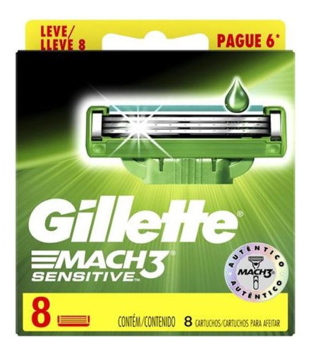 Refil Gillette Mach3 Sensitive Com 08 Cartuchos