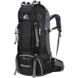 Mochila Senderismo Impermeable Ligera Negra 60l