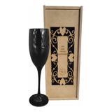 2 Copas Champagne Negras Grabadas Con Estuche Personalizado!