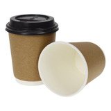 36 Vaso Taza De Polipapel Kraft Con Tapa Café Leche 8oz  