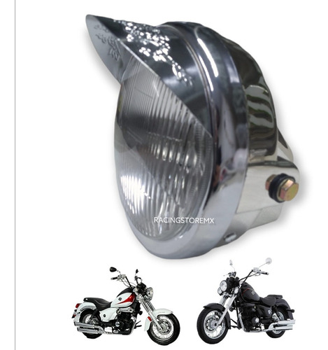 Faro Completo Chopper Cromado Universal Honda Yamaha Italika