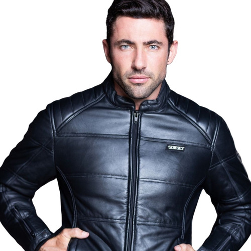 Jaqueta Moto De Couro Masculina Texx Cyberdog Preta