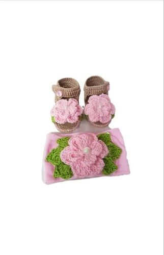 Huaraches Tejidos Tiara Para Bebé Flores