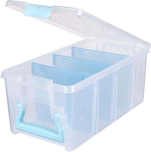 Artbin Transparente Asa Azul Caja Almacenamiento 3 División