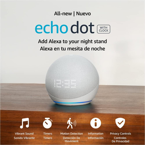 Amazon Echo Dot 5a Gen Alexa Con Reloj Version Internacio...
