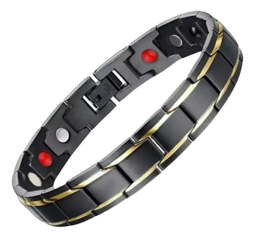 Pulseira Feminina Masculina Banhada Ouro Aço Inox Magnética