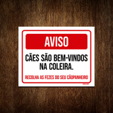 Placa Aviso Cães São Bem Vindos  Coleira 18x23