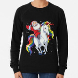 Buzo Santa Riding Unicorn T Shirt Regalos De Navidad Rainbow