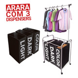 Arara Cabideiro 3 Dispensers Black Closet Multiuso Rodinha  
