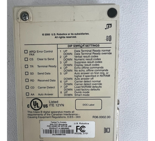 U.s.robotics Usr5686d 56k Serial Controller Dialup Fax-modem