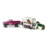 Schleich Pick Up Con Juego De Remolque De Caballos