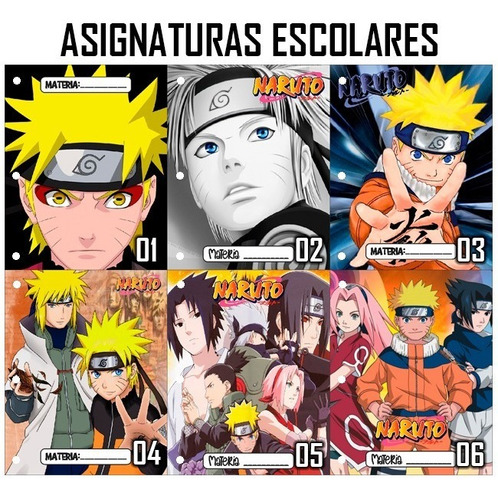 Asignaturas Escolares Naruto Precio X6 Unidades