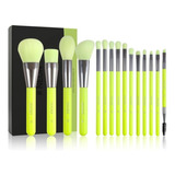 Set De 15 Brochas De Maquillaje Docolor N1505 Neón Verde