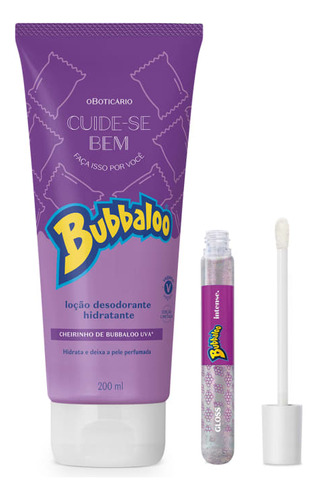 Cuide-se Bem Bubbaloo Uva Gloss + Loção Hidratante Corporal