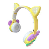 Auriciular Bluetooth Inalambrico Orejas De Gato C/luz Pop It