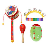 Juego De Percusión De Juguetes De Madera De 4 Piezas, Kits