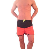 Short De Baño Wide Combinado Naranja Negro