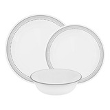 Juego De Cena Corelle Mystic Gray 12 Piezas, Resistente A Go