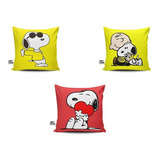 Kit Com 3 Capas Para Almofada Personalizadas Snoopy 45x45