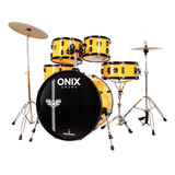 Bateria Nagano Onix 22 Completa Banco Pratos Big Yellow Bgl