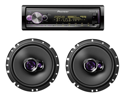 Aparelho Mp3 Pioneer Bluetooth Usb + Par Falantes Pioneer 6 