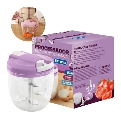 Processador Triturador De Alimentos Misturador Manual 900ml