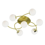 Plafon Techo 7 Luces Globo Opal G9 Linea Relleu Oro Rd