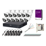 Kit Dvr 16ch 5mp, 12 Cam 5mp Full Color, 2tb, Cat6 Blanco