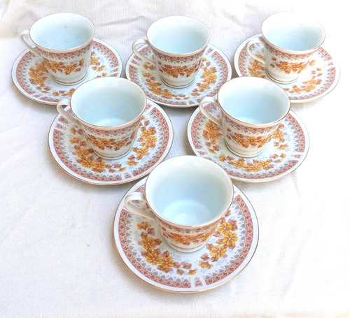 Juego Café O Té 6 Pocillos Y Platos 15cm Porcelana China 