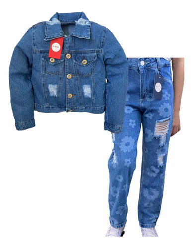 Conjunto Jeans Jaqueta Jeans E Calça Jeans Infantil Menina
