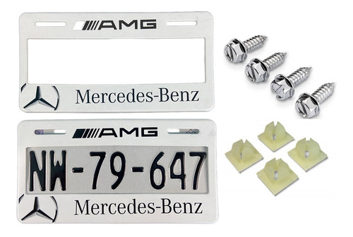 Par De Marcos Portaplacas Mercedes Benz Blanco Con Tornillos