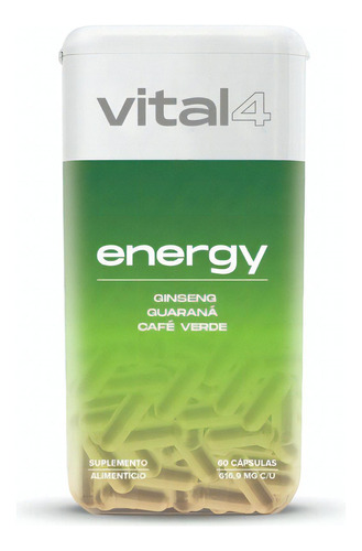 Energía Vital4 Ginseng Guaraná Café Verde 60 Cápsulas Sabor Sin Sabor