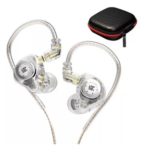 Audifonos In Ear Kz Edx Pro Transparente No Mic + Estuche