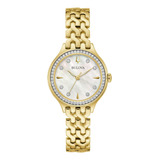 Reloj De Cuarzo Bulova Clásico Para Mujer Con Cristal Dorado