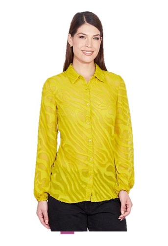 Blusa Casual Mujer Color Lima Transparencias Cklass 993-54