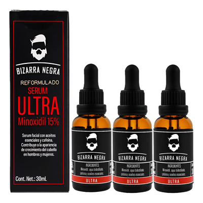 Minoxidil 15% Bizarra Negra Para Cabello Y Barba 3 Pzas | Meses sin interés