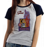 Blusa Baby Look Simpsons Moe Bar Cerveja Homer Fogo Desenho