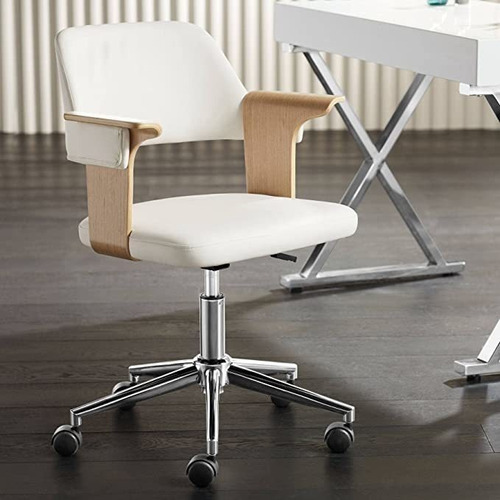 Milano - Silla De Oficina Giratoria Ajustable De Tela Blanc.