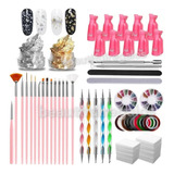 Kit Decoración De Uñas Nail Art Glitter Carrusel Cintas 